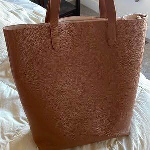 Cuyana Caramel Leather Tall Structured Tote